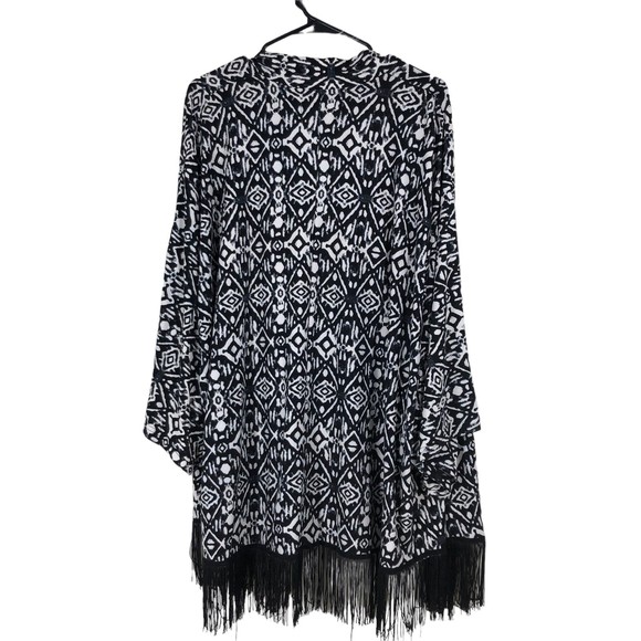 French Laundry Super Soft Open Front Cardigan, Shrug Boho Cover, Fringe Hem 2x - Picture 5 of 7